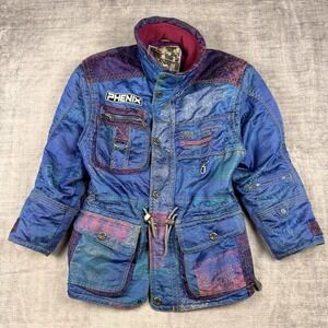 Vintage Phenix Sports Jacket Woman's‎ Medium Blue 80s Parka Ski Cinch Pockets